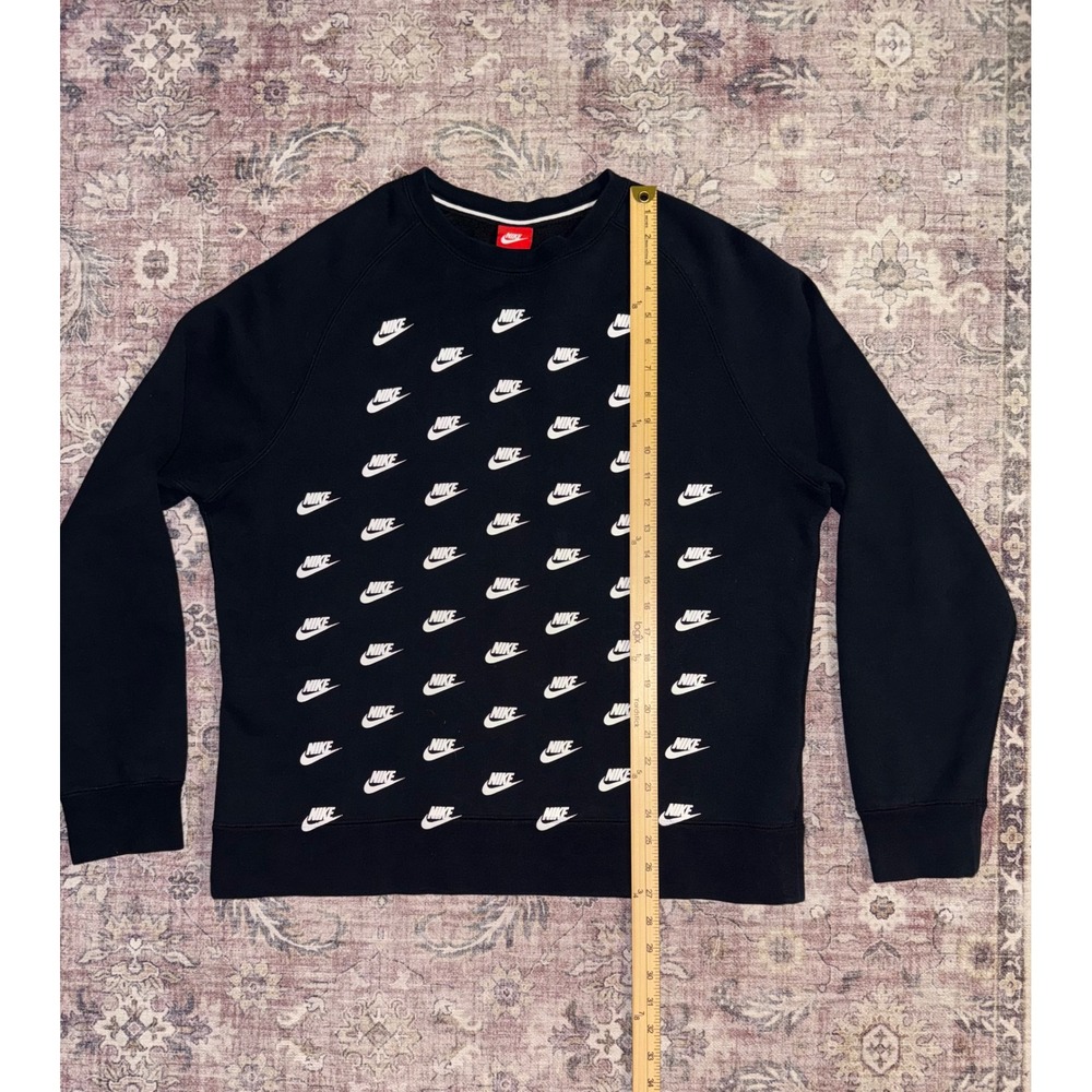 VTG Nike Sportswear Mens XXL Black All Over Mini Swoosh Logo Crewneck Sweatshirt - Picture 5 of 6